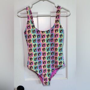 Buc-ee’s Logo Size Large One Piece Swimsuit Woman’s Teens Pink Multicolor